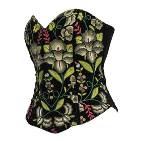 Corset verde del Istmo, Oaxaca bordado con flores